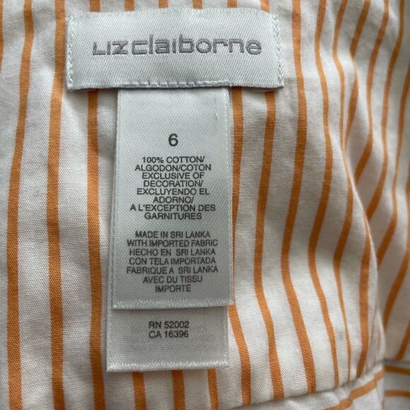Liz Claiborne Cotton Cropped Striped Button Down Shirt - Picture 6 of 6